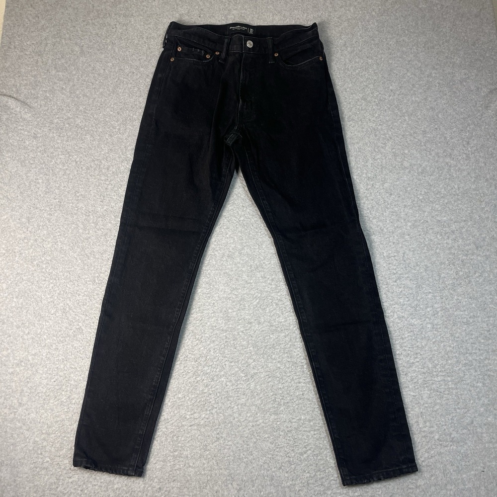 Abercrombie & Fitch Jeans Mens 30x32 Black Vintage Stretch Slim Denim Dark Cotto